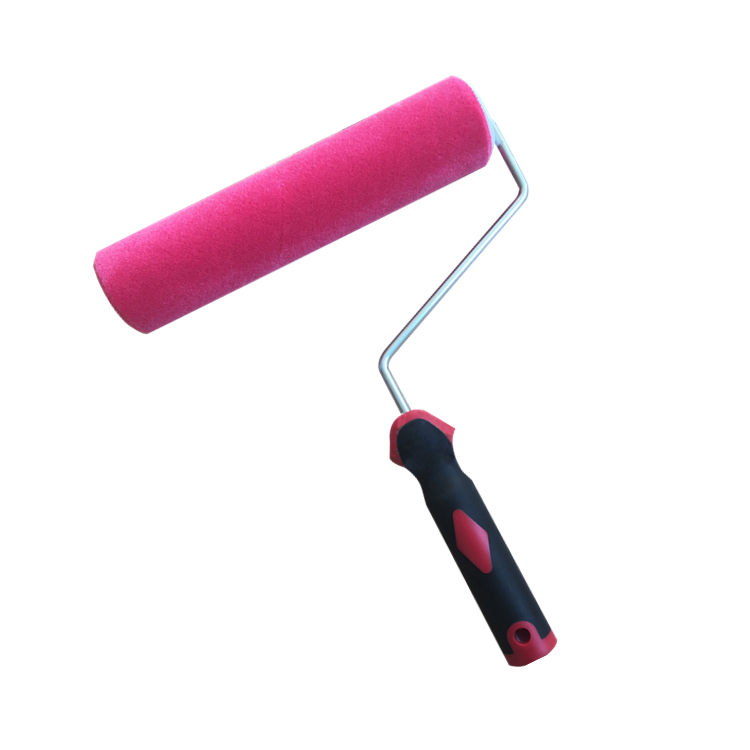 تزيين الحائط Lambswool Fiber Deluxe Paint Roller لون وردي مع مقبض TPR لطلاء المنزل بنفسك